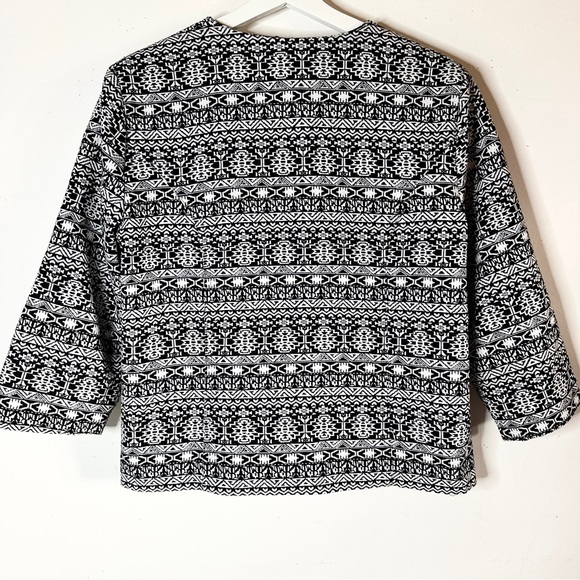 Christopher & Banks Tapestry Lined Open Jacket P/XL Black White - Picture 2 of 7